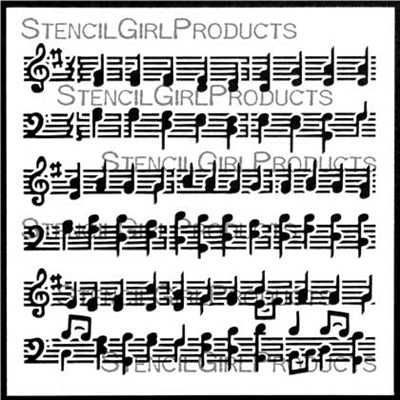 StencilGirl 6x6 Stencil - Music Staff
