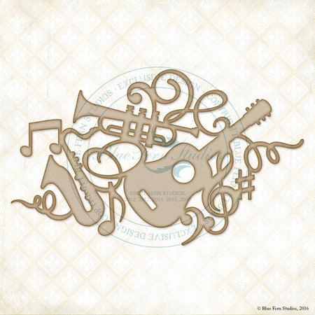 Blue Fern Studios Chipboard - Musical Collage