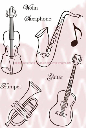 Woodware Clear Magic Singles Stamps - Musical Instruments