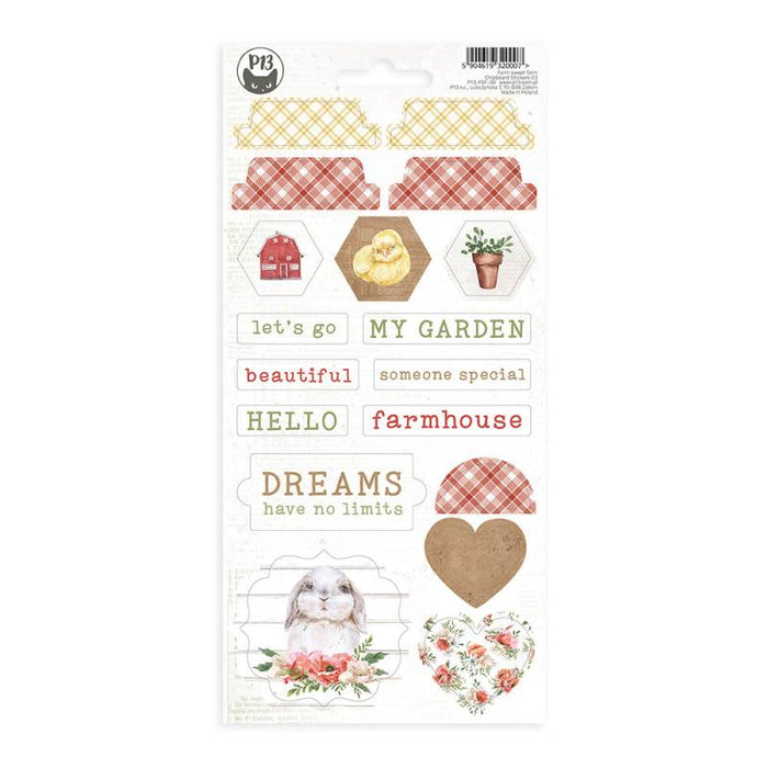 P13 Farm Sweet Farm - Chipboard Sticker Sheet #3