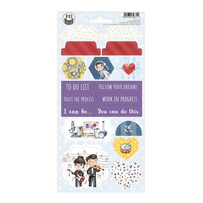 P13 You Can Be Anything - Chipboard Sticker Sheet #3
