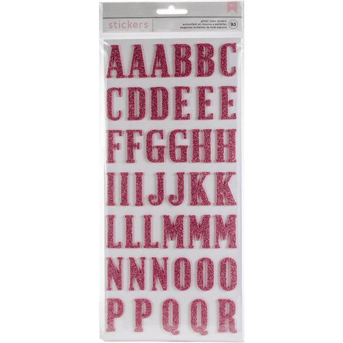 American Crafts Foam Alpha Thickers - Pink Glitter 