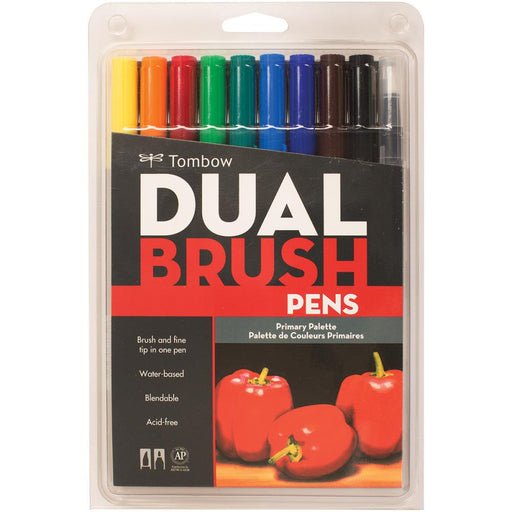 Tombow Dual Brush Pens 10 Pack - Primary Palette