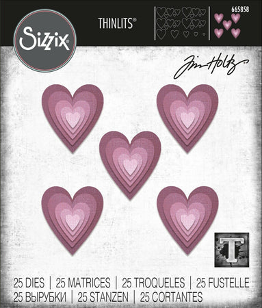 Sizzix Tim Holtz Alterations Thinlits Die - Stacked Tile Hearts