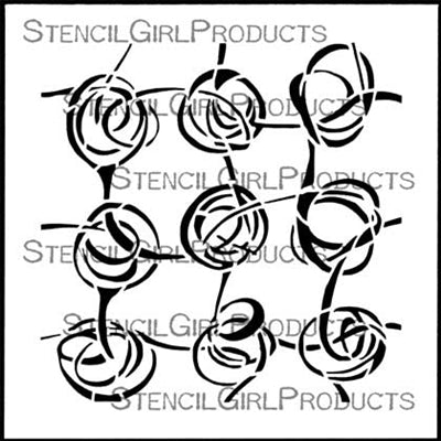 StencilGirl 6x6 Stencil - Scribble Roses