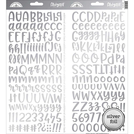 Doodlebug Abigail Alphabet Stickers - Silver Foil