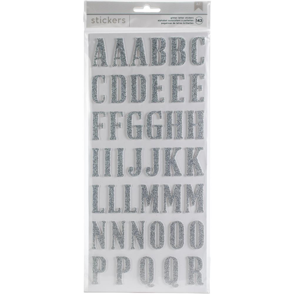 American Crafts Foam Alpha Thickers - Silver Glitter
