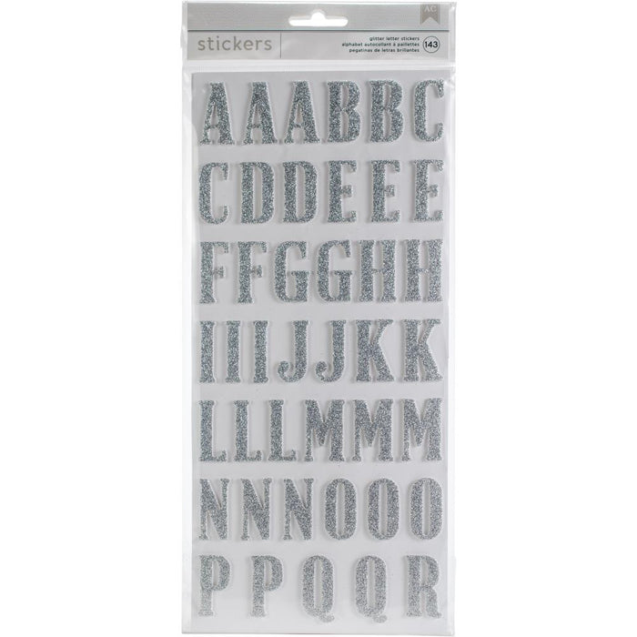 American Crafts Foam Alpha Thickers - Silver Glitter