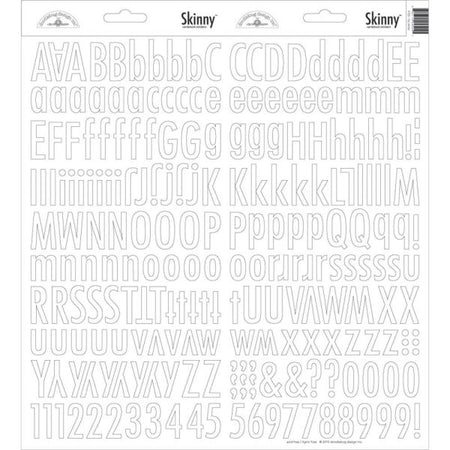 Doodlebug Skinny Alphabet Stickers - Lily White
