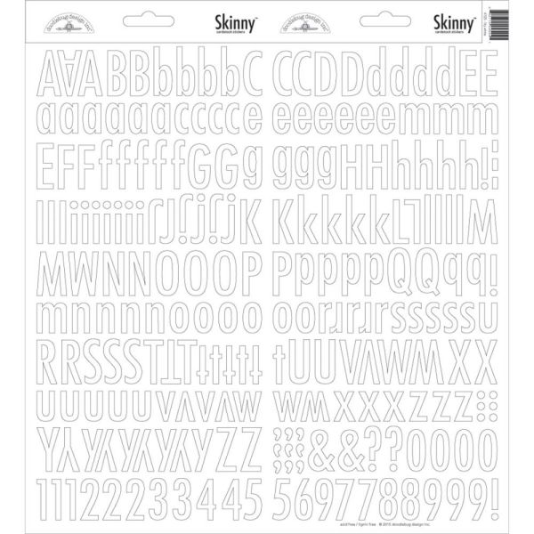 Doodlebug Skinny Alphabet Stickers - Lily White