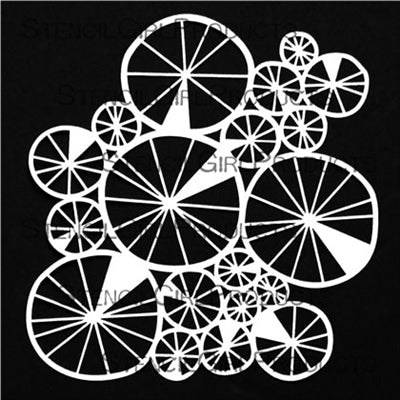 StencilGirl 6x6 Stencil - Spoked Wheels Collage