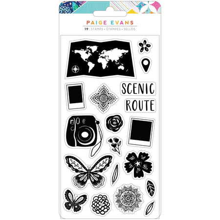 American Crafts Paige Evans Go The Scenic Route - Clear Stamps