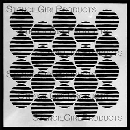 StencilGirl 6x6 Stencil - Striped Circles