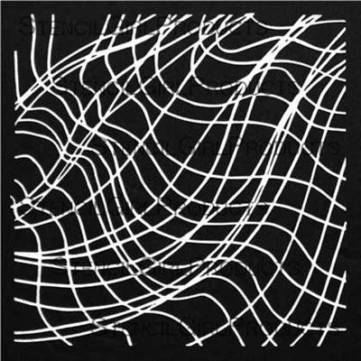 StencilGirl 6x6 Stencil - Swooping Crossed Line Waves
