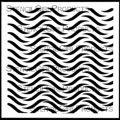 StencilGirl 6x6 Stencil - Symmetrical Waves