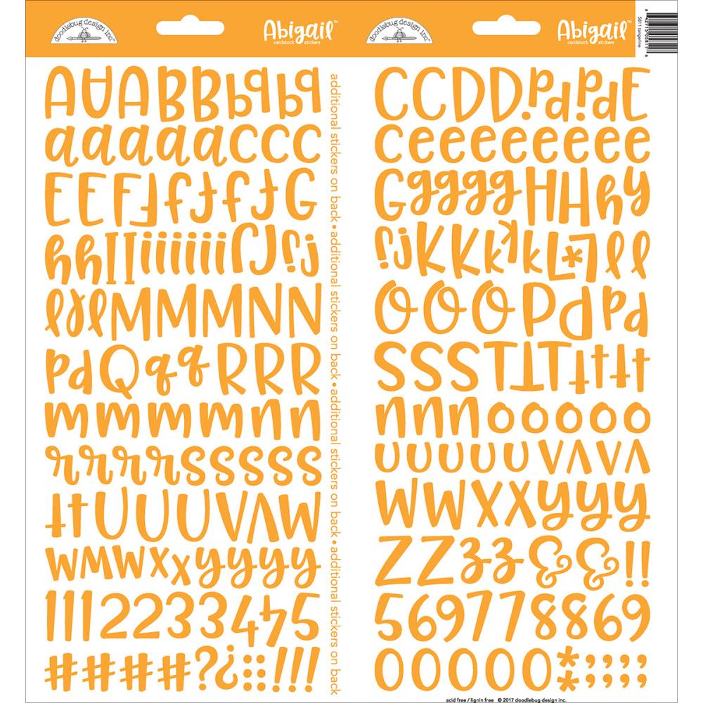Doodlebug Abigail Alphabet Stickers - Tangerine