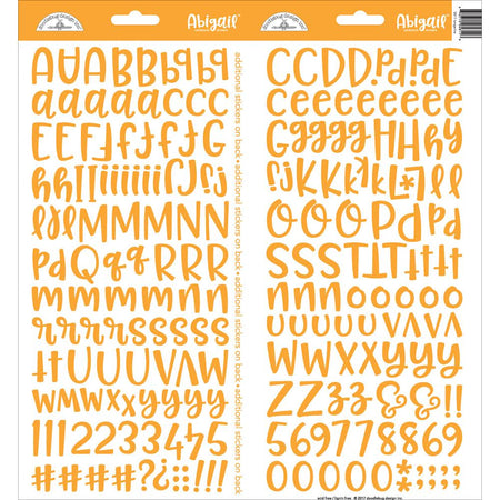 Doodlebug Abigail Alphabet Stickers - Tangerine