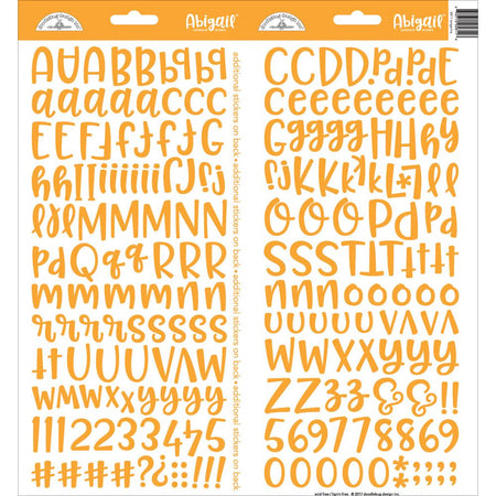 Doodlebug Abigail Alphabet Stickers - Tangerine
