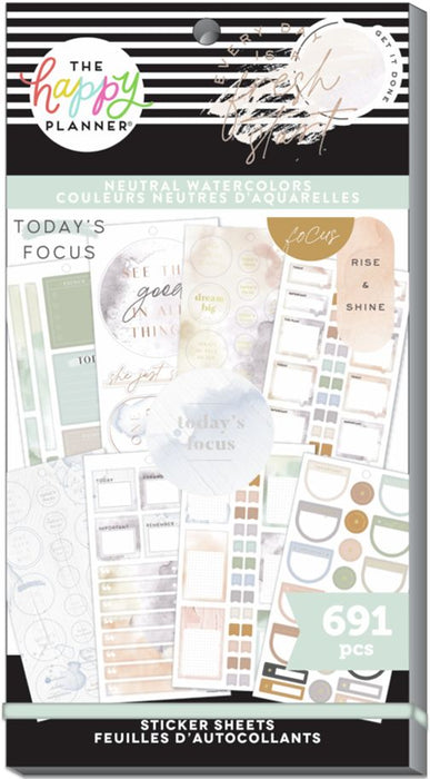 Me & My Big Ideas Happy Planner Sticker Value Pack - Neutral Watercolor