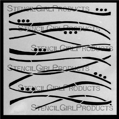 StencilGirl 6x6 Stencil - Waves