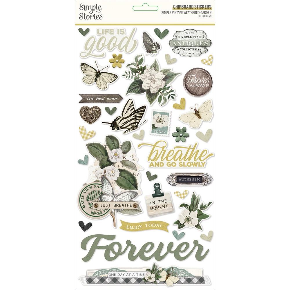 Simple Stories Simple Vintage Weathered Garden - Chipboard Stickers