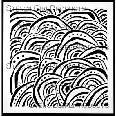 StencilGirl 6x6 Stencil - Whimsical Waves