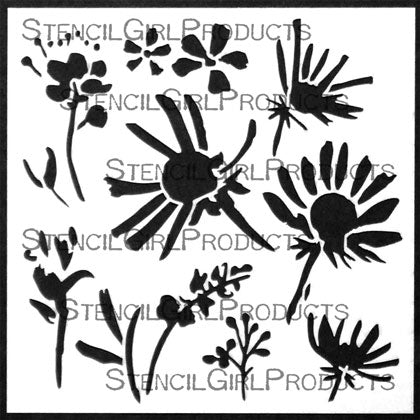 StencilGirl 6x6 Stencil - Wild Daisies